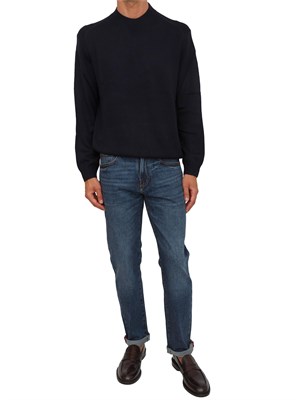 Maglione girocollo blu Armani Exchange in lana e cotone in UOMO