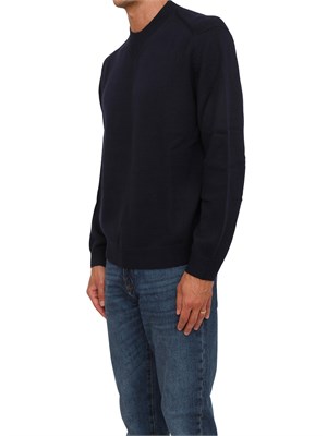 Maglione girocollo blu Armani Exchange in lana e cotone in UOMO
