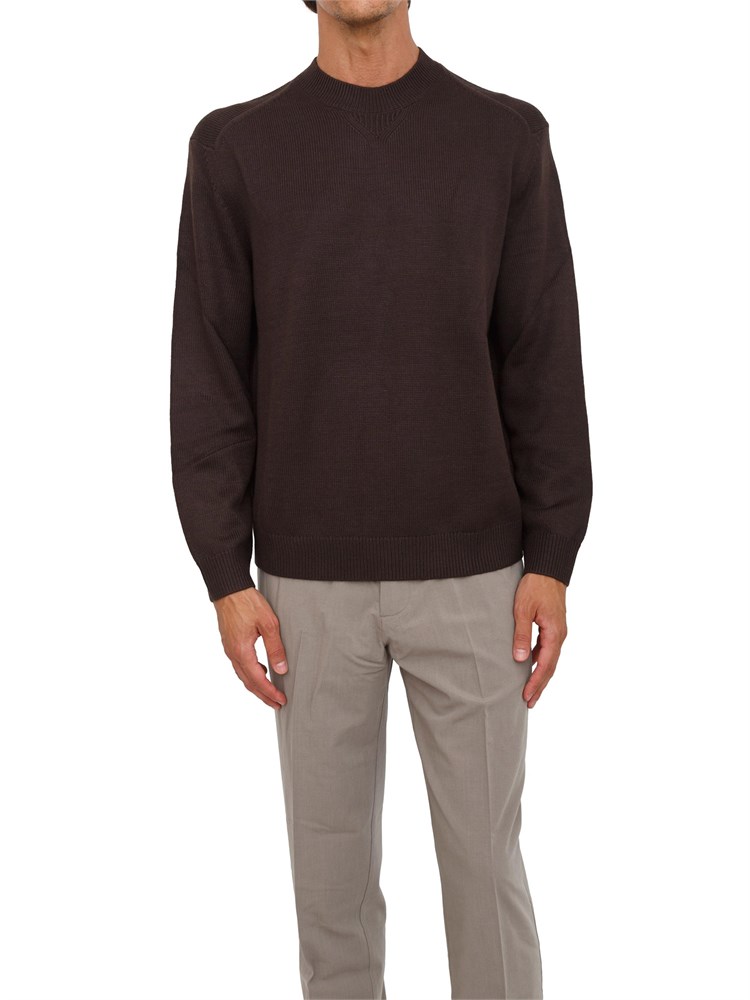 Maglione girocollo marrone Armani Exchange in lana e cotone