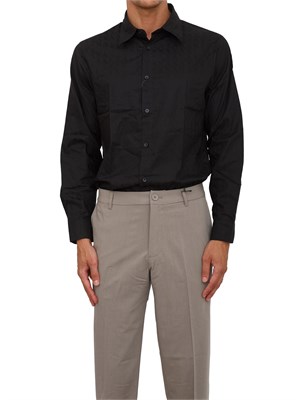 Camicia nera Armani Exchange in cotone jacquard in UOMO