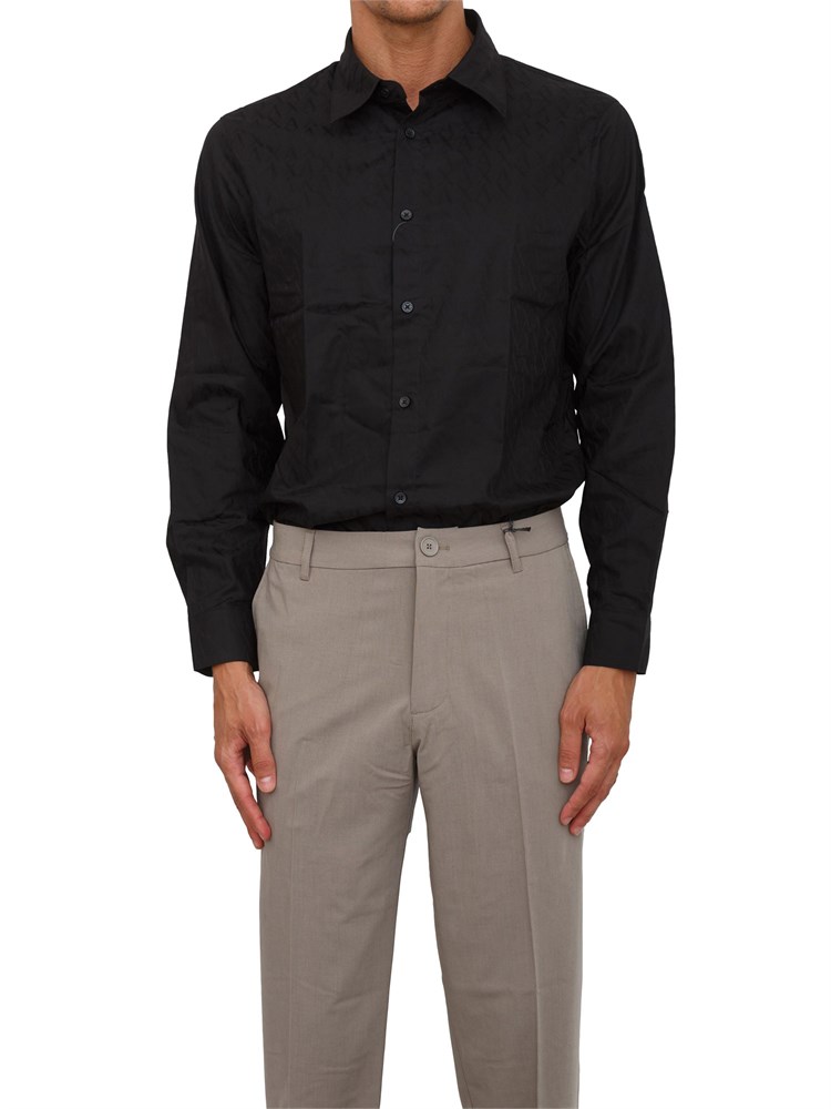 Camicia nera Armani Exchange in cotone jacquard