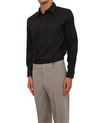 Camicia nera Armani Exchange in cotone jacquard in UOMO