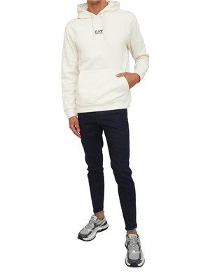EA7 EMPORIO ARMANI Felpa avorio EA7 con cappuccio Core Identity in misto cotone in UOMO