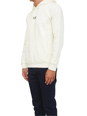 EA7 EMPORIO ARMANI Felpa avorio EA7 con cappuccio Core Identity in misto cotone in UOMO