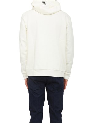 EA7 EMPORIO ARMANI Felpa avorio EA7 con cappuccio Core Identity in misto cotone in UOMO