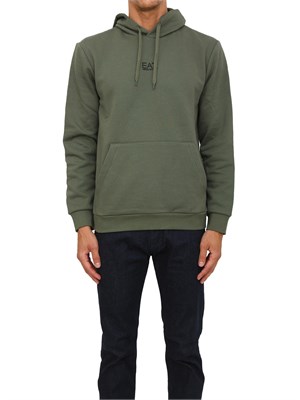 EA7 EMPORIO ARMANI Felpa verde EA7 con cappuccio Core Identity in misto cotone in UOMO