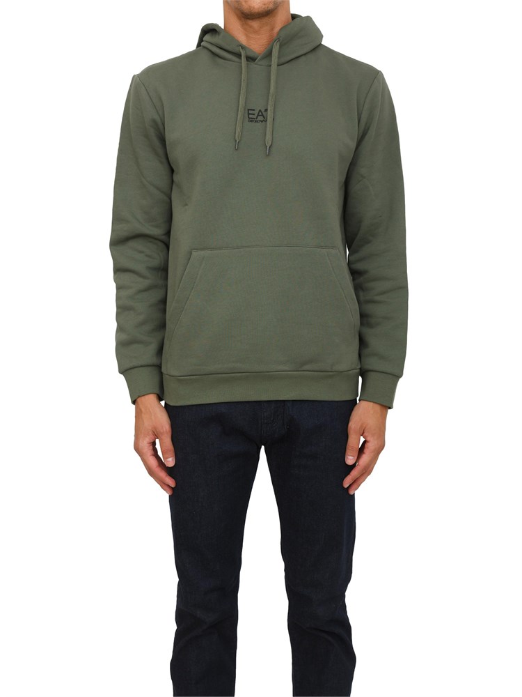 EA7 EMPORIO ARMANI Felpa verde EA7 con cappuccio Core Identity in misto cotone