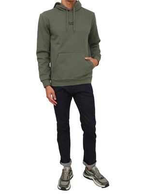 EA7 EMPORIO ARMANI Felpa verde EA7 con cappuccio Core Identity in misto cotone in UOMO