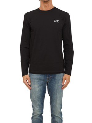 EA7 EMPORIO ARMANI T-shirt nero Ea7 a maniche lunghe in jersey stretch in UOMO