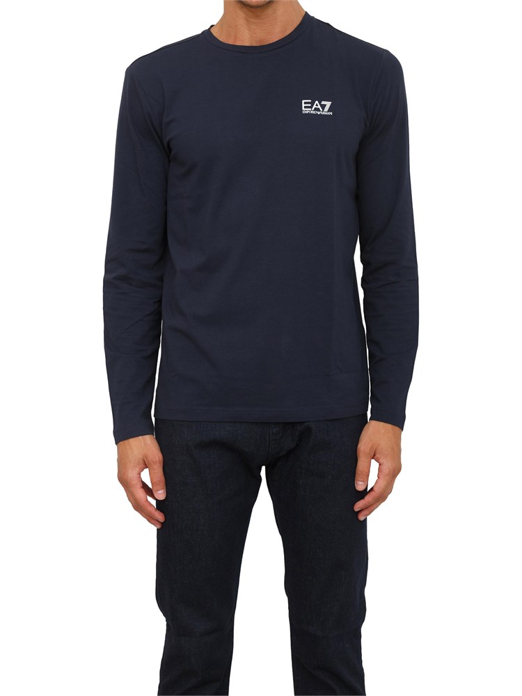 EA7 EMPORIO ARMANI T-shirt blu Ea7 a maniche lunghe in jersey stretch