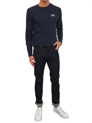 EA7 EMPORIO ARMANI T-shirt blu Ea7 a maniche lunghe in jersey stretch in UOMO