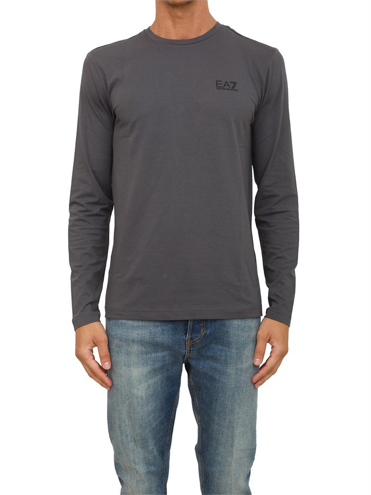 EA7 EMPORIO ARMANI T-shirt grigio Ea7 a maniche lunghe in jersey stretch