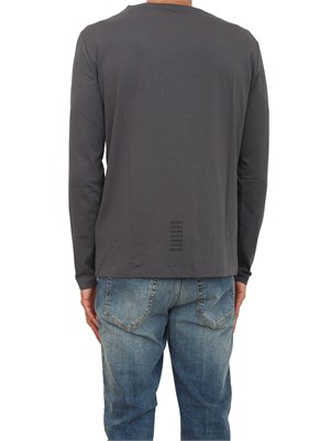EA7 EMPORIO ARMANI T-shirt grigio Ea7 a maniche lunghe in jersey stretch in UOMO