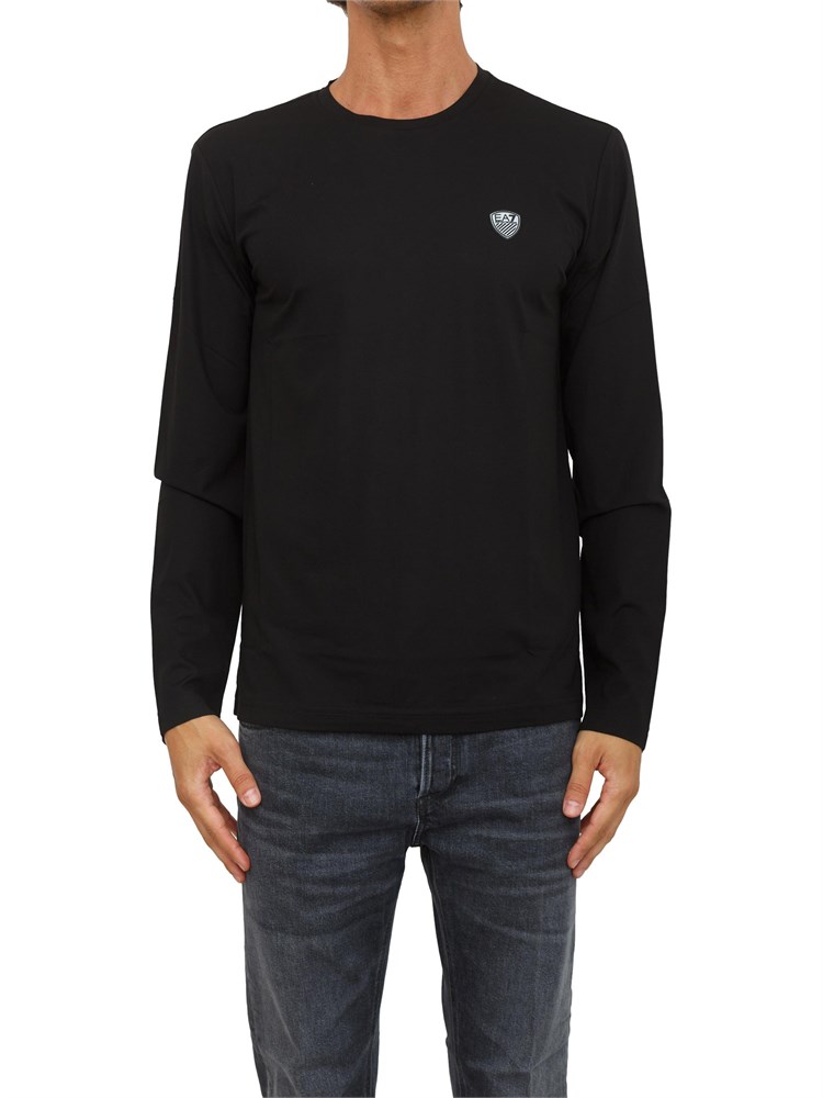 EA7 EMPORIO ARMANI T-shirt nero Ea7 a maniche lunghe in jersey stretch