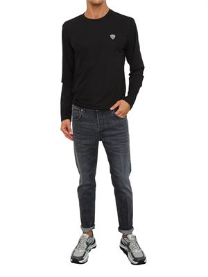 EA7 EMPORIO ARMANI T-shirt nero Ea7 a maniche lunghe in jersey stretch in UOMO