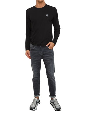 EA7 EMPORIO ARMANI T-shirt nero Ea7 a maniche lunghe in jersey stretch in UOMO