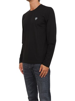 EA7 EMPORIO ARMANI T-shirt nero Ea7 a maniche lunghe in jersey stretch in UOMO