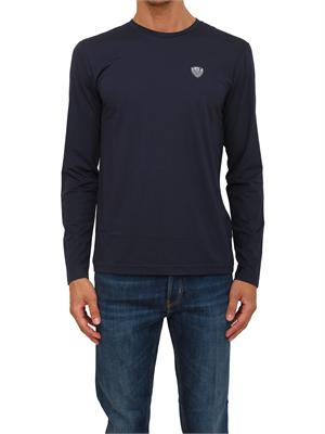 EA7 EMPORIO ARMANI T-shirt blu Ea7 a maniche lunghe in jersey stretch in UOMO