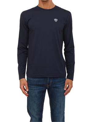 EA7 EMPORIO ARMANI T-shirt blu Ea7 a maniche lunghe in jersey stretch in UOMO
