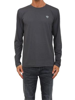 EA7 EMPORIO ARMANI T-shirt grigio Ea7 a maniche lunghe in jersey stretch in UOMO
