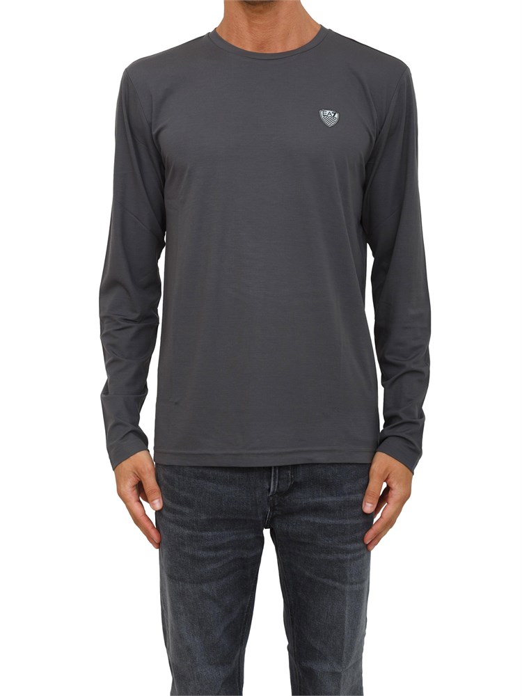 EA7 EMPORIO ARMANI T-shirt grigio Ea7 a maniche lunghe in jersey stretch