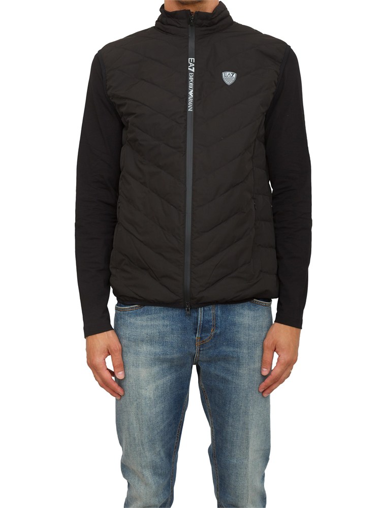 EA7 EMPORIO ARMANI Gilet nero EA7 imbottito packable in tessuto tecnico