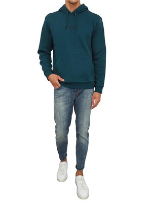 EA7 EMPORIO ARMANI Felpa verde petrolio EA7 con cappuccio Core Identity in misto cotone in UOMO