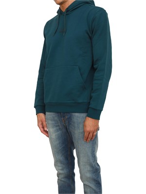 EA7 EMPORIO ARMANI Felpa verde petrolio EA7 con cappuccio Core Identity in misto cotone in UOMO