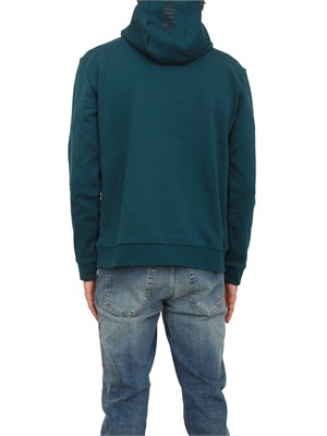 EA7 EMPORIO ARMANI Felpa verde petrolio EA7 con cappuccio Core Identity in misto cotone in UOMO