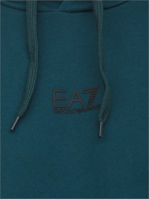 EA7 EMPORIO ARMANI Felpa verde petrolio EA7 con cappuccio Core Identity in misto cotone in UOMO