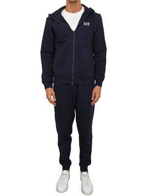 EA7 EMPORIO ARMANI Tuta sportiva blu EA7 con cappuccio Core Identity in misto cotone in UOMO