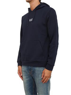 EA7 EMPORIO ARMANI Felpa blu EA7 con cappuccio Core Identity in misto cotone in UOMO