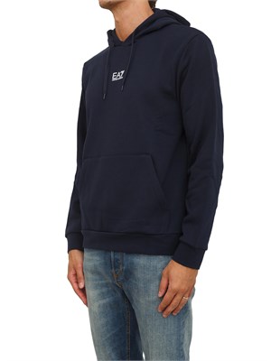 EA7 EMPORIO ARMANI Felpa blu EA7 con cappuccio Core Identity in misto cotone in UOMO