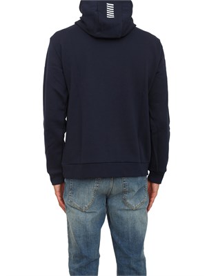 EA7 EMPORIO ARMANI Felpa blu EA7 con cappuccio Core Identity in misto cotone in UOMO