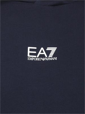 EA7 EMPORIO ARMANI Felpa blu EA7 con cappuccio Core Identity in misto cotone in UOMO