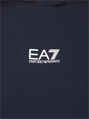 EA7 EMPORIO ARMANI Felpa blu EA7 con cappuccio Core Identity in misto cotone in UOMO