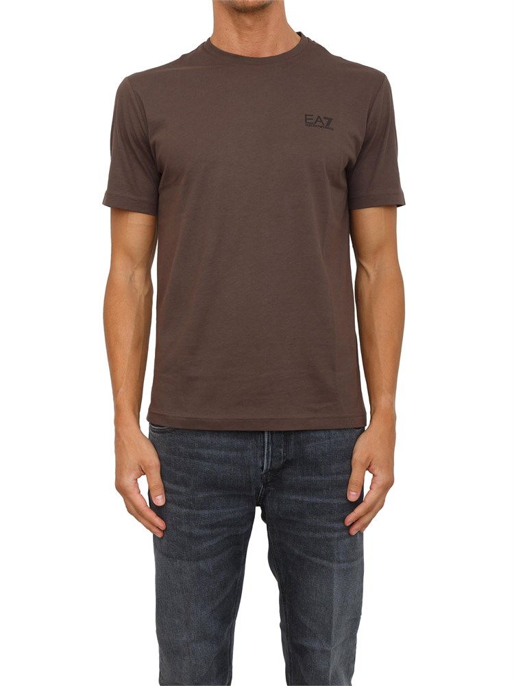 EA7 EMPORIO ARMANI T-shirt  marrone EA7 Core Identity in cotone Pima