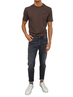 EA7 EMPORIO ARMANI T-shirt  marrone EA7 Core Identity in cotone Pima in UOMO