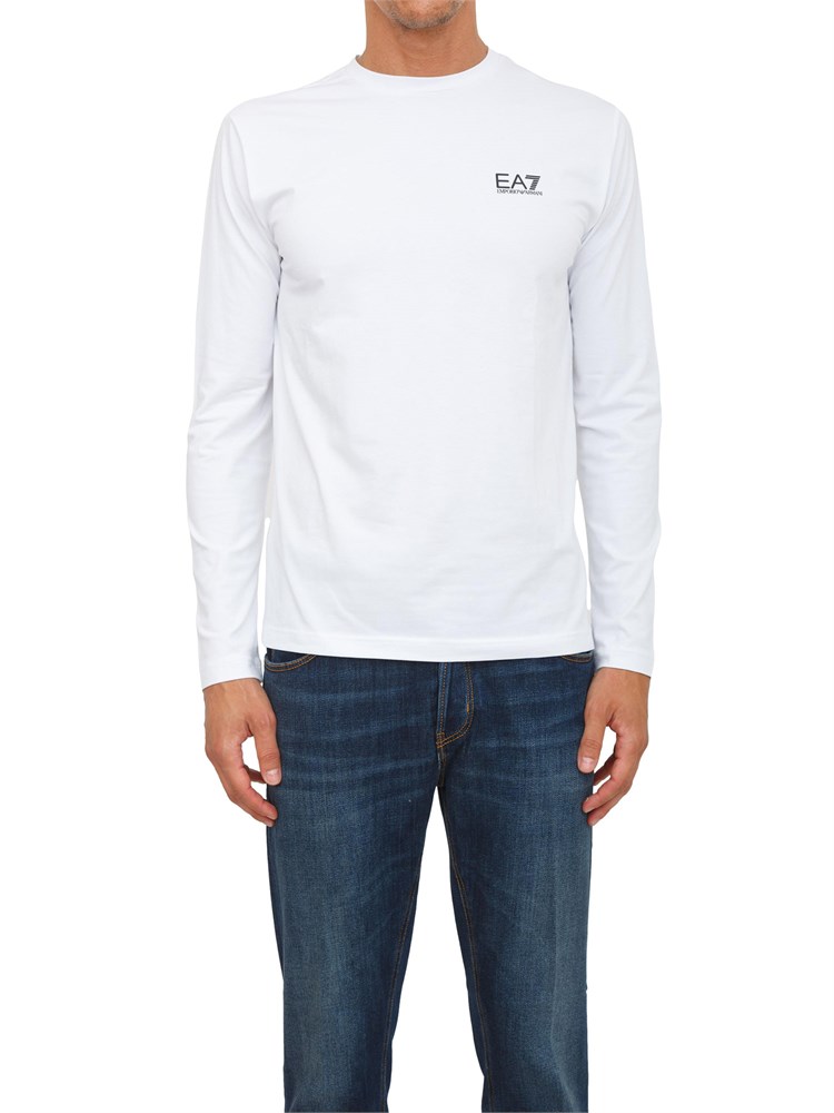 EA7 EMPORIO ARMANI T-shirt bianco Ea7 a maniche lunghe in jersey stretch