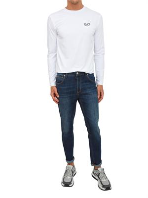 EA7 EMPORIO ARMANI T-shirt bianco Ea7 a maniche lunghe in jersey stretch in UOMO