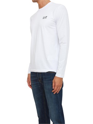 EA7 EMPORIO ARMANI T-shirt bianco Ea7 a maniche lunghe in jersey stretch in UOMO
