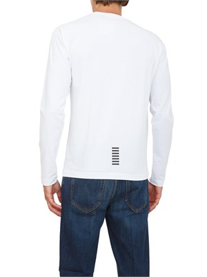 EA7 EMPORIO ARMANI T-shirt bianco Ea7 a maniche lunghe in jersey stretch in UOMO