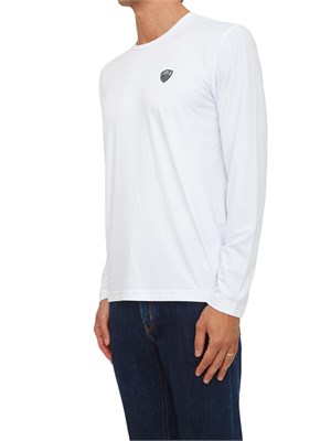 EA7 EMPORIO ARMANI T-shirt bianco Ea7 a maniche lunghe in jersey stretch in UOMO