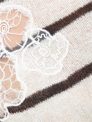 TWIN-SET Maglia Twinset in misto mohair bianco e nero con pizzo e spacchi in DONNA