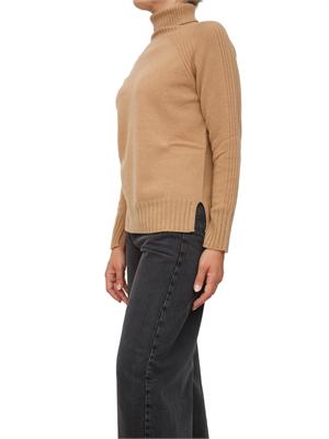 TWIN-SET Maglia collo alto Twinset in misto cashmere cammello con bordi lurex in DONNA