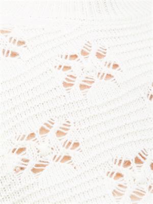 TWIN-SET Maglia Twinset in misto lana bianca lavorata con punto a motivo geometrico in DONNA