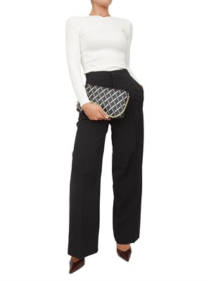 TWIN-SET Maglia Twinset in filato a costine bianca con lavorazione traforata in DONNA