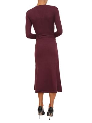 TWIN-SET Abito longuette in maglia bordeaux con scollo con logo Oval T in DONNA