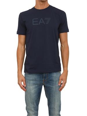 EA7 EMPORIO ARMANI T-shirt a maniche corte blu EA7 Visibility in jersey stretch di cotone in UOMO