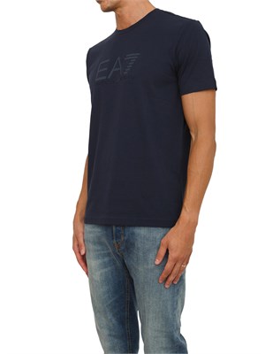 EA7 EMPORIO ARMANI T-shirt a maniche corte blu EA7 Visibility in jersey stretch di cotone in UOMO